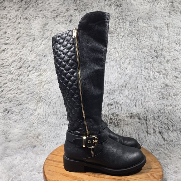 Steve Madden Rozanne Womens Size 6.5M Leather Upper Tall Black Full Zipper Boots - Picture 9 of 9